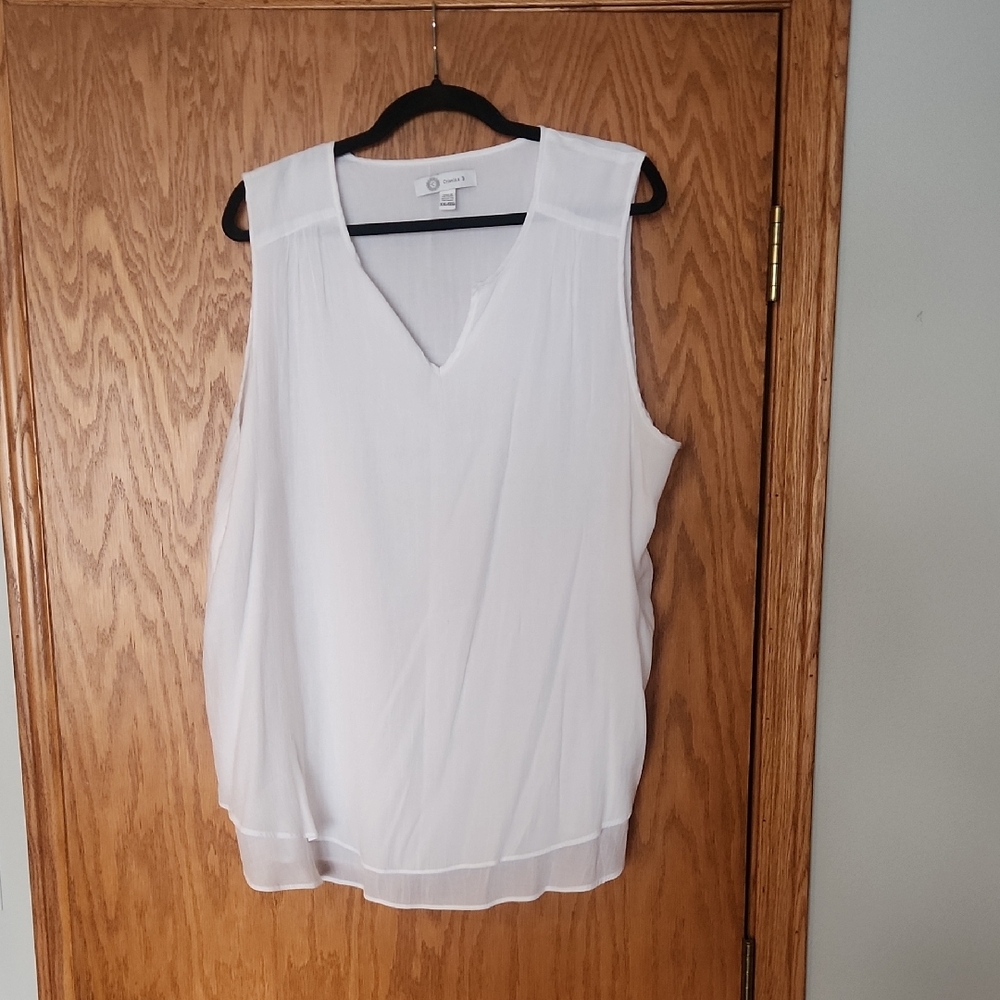 Women's White Cristina B Sleeveless Top, Size Xxl